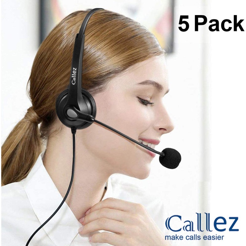 5 Pack USB Headset with Microphone Noise Cancelling & Audio