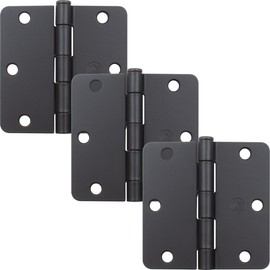 Stone Harbor Hardware 3-1/2" Door Hinges, 1/4" Radius Corner, Matte Black, 3-Pack