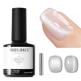 modelones- Esmalte de uñas en gel Cat Eye, 15 ml, esmalte de uñas holográfico con purpurina y imán, esmalte de uñas UV LED                            