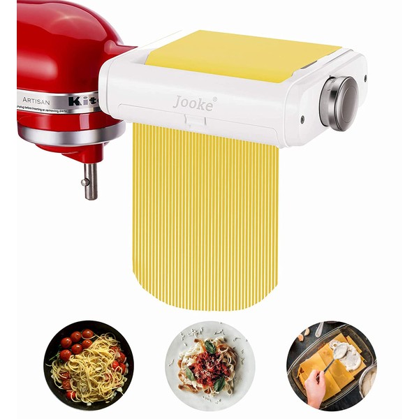 Pasta Maker Attachment for All Kitchenaid Stand Mixers,Noodle Ravioli Maker 3 in 1 Pasta Attachments Includes Dough Roller,Spaghetti Fettuccine Cutter,Cleaning Brush Pasta Machine Accessories for KA
