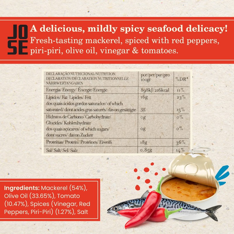 Canned Spiced Mackerel Paté by Jose Gourmet, Wild Caught Portuguese