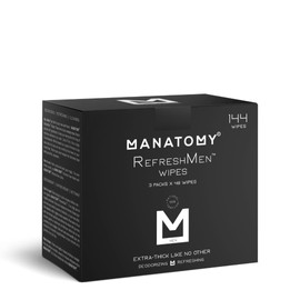 MANATOMY® RefreshMen Hygiene Man Wipes, with Aloe Vera & Chamomile, Extra-Thick & Extra-Large, Refreshing, Hydrating & Invigorating, Value Pack, 3 X 48ct = 144 Wipes Total