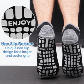 GRPSKCOS Stopper Socks Men's 3 Pairs Yoga Socks Non-Slip Socks Men's ABS Socks for Yoga, Hospital, House 39-49, 02 Black+White+Grey, 39 - 42