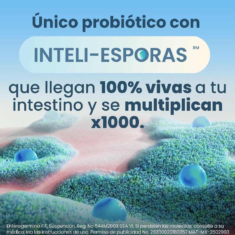 Enterogermina probióticos 2 billones, vial sin refrigeración, 20 amps.