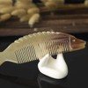EXCEART Ox Horn Hair Comb, Fine Tooth Comb, Fish Shape,