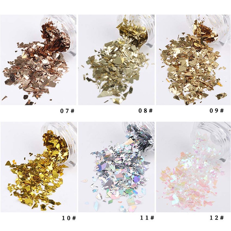 Kingsie 12 Colors Set Gold Aurora Glitter Hologram Gel Nail