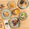 AmorArc Ceramic Dinnerware Sets, Handmade Reactive Glaze Stoneware Plates and