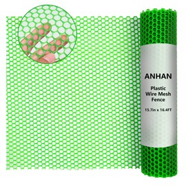 ANHAN Green Chicken Wire Mesh Fence Roll 15.7in x 16.4ft,Plastic Garden mesh Sheet Plant Barrier Netting Temporary Fencing for Poultry Netting Fence Dogs, Rabbit, Animal Floral Net Protection