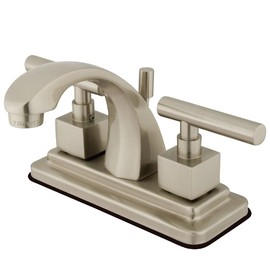 Kingston Brass KS4648CQL Claremont 4-Inch Centerset Lavatory Faucet with Brass Pop-Up, Brushed Nickel