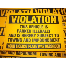 Unbranded 50 Neon Orange Violation Parked illegally Towing Warning No Parking Stickers 4x6