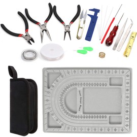 UHAPEER 23 PCS Jewelry Making Tool Sets, include Bead Board, Pliers, Cutter, Scissors, Ruler for Earring, Beading and Necklace DIY, Crafting, Fixing, Cleaning