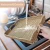 Serving Tray with Scalloped Edge, Rectangular Wicker Tray with Handles,