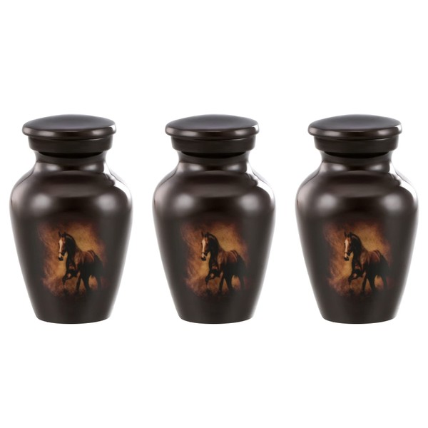 Forever URNS Mini Cremation Funeral Urn with Printed Running Horse