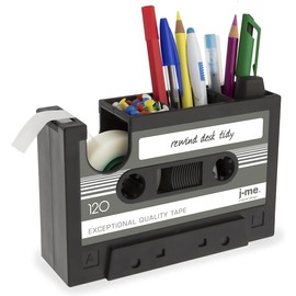 Cassette Tape Dispenser Pen Holder Vase Pencil Pot Stationery Desk Tidy Container Office Stationery Supplier Gift-onepalace (Black)