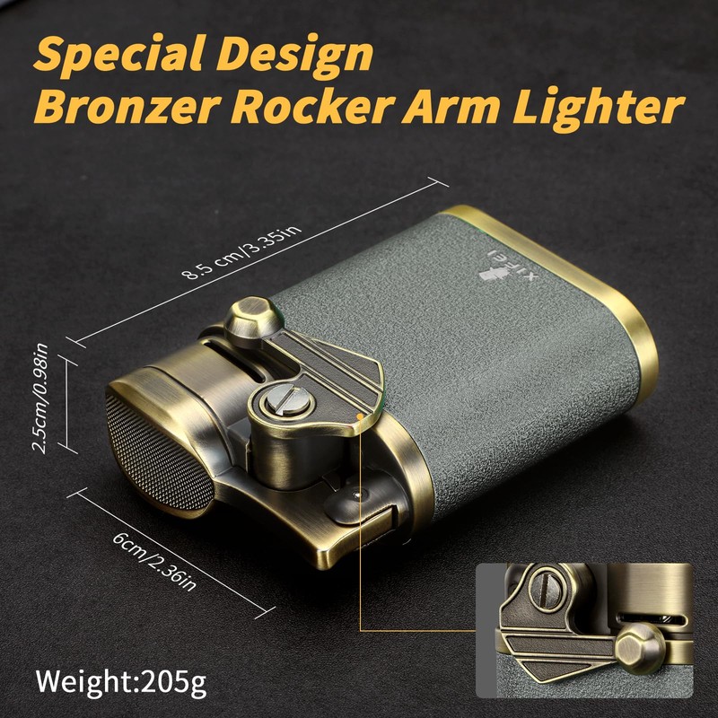 XIFEI Cigar Lighter, 4 Jet Flame Desktop Rocker Arm Lighter