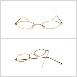 QVKUUT Retro Oval Sunglasses Women Men Metal Trendy Classic UV Protection Sunglasses, Gold/Clear