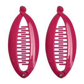SET OF TWO Hot Pink 3.5 Inch Mini Banana Clip Hair Clincher Rounded Edges Hair Comb