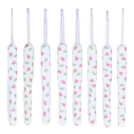 8pcs Crochet Hooks Ergonomic Design Comfortable Handle Easy Identification Compact Portable Knitting SuppliesWhite Flowers