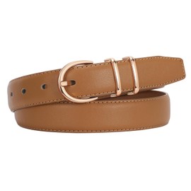 JASGOOD Women's Leather Belt Fashion Dress Belt with Gold Buckle for Ladies Jeans Pants, Brown