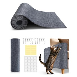 Anti Cat Scratch Furniture Protector,Durable Couch Protector from Cat Claws,Trimmable DIY Cat Scratch Carpet Mat for Leather,Sofa,Wall,Couch Corner and Cat Tower,78.7"x15.8"Self-Adhesive.(Light Gray)