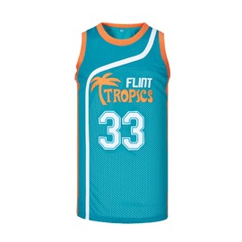 Yseohb Men's #33 Moon Flint Tropics Movie Basketball Jersey Stitched Green Size XL