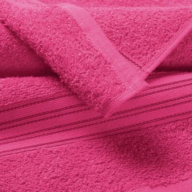 BOUTIQUO Ultra Soft Cotton 6 -Piece Hand Towel Set 16x24 Inch, Ideal for use in Bathroom, Kitchen, Gym, Spa & General Cleaning, Compact & Lightweight Multi Purpose Hand Towels - Hot Pink