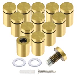 Luomorgo 12 Pcs 3/4" x 1.18" Stainless Steel Standoff Screws, Wall Sign Standoff Mounting Hardware Advertising Glass Standoff Nail for Hanging Acrylic Picture Frame, Gold