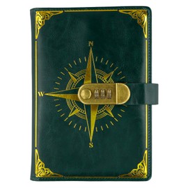 heavenlife Tagebuch mit Schloss, A5 PU Leder Journal mit Schloss, 200 Seiten abschließbares Tagebuch für Frauen Männer, Nachfüllbares Leder Journal mit Kartenfächer für Teenager, Kinder, Schule