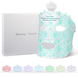 Máscara LED Facial para Cuidado de la Piel, Terapia de Luz Roja e Infrarroja para Rejuvenecimiento Facial, Mascarilla Facial con 7 Colores de Luz,... 