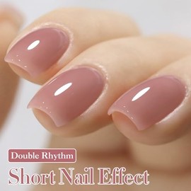 Double Rhythm 15 ML Gel Nail Polish Pure Sheer Same Color Same Bottle Soak Off Gel Polish Art Manicure Salon DIY at Home for Women (Pink Lilac-A1369)