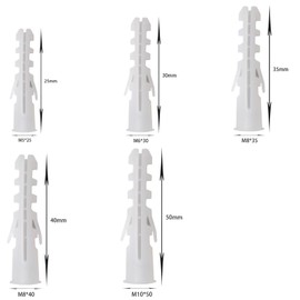 Leliafleury 100Pcs White Plastic Wall Plugs M6*30mm Column Expansion Pipe Raw Plugs for Plasterboard, Hollow, Dry Walls