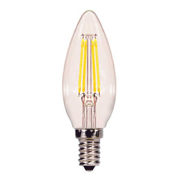 Satco 21708-4.5W B11 LED Clear Candelabra base 2700K 350 Lumens 120V 3-Pack Blunt Tip LED Light Bulb