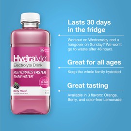 Hydralyte Electrolyte Oral Hydration Ready-to-Drink Solution, Berry, 33.8 Ounce Bottle