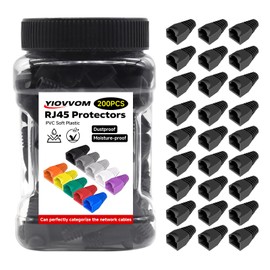 YIOVVOM Ethernet RJ45 Cable Connector Soft Plastic Boots, Cover Strain Relief Boots, CAT5 CAT5E CAT6 CAT6E Ethernet Boots Black 200-PACK