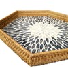 i-LAN 17”Extra Large Hexagonal Rattan and MOP Woven Basket Tray,