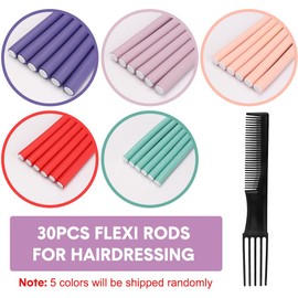 AIDUCHO Papilotten Large Curls, Large, Pack of 30, 24 cm/9.45 Inch Curlers Overnight Large Papilots Large Curls Small Curls Made of Soft Rubber 1.0/1.2/1.4/1.6/2.0 cm for Short Medium Long Hair