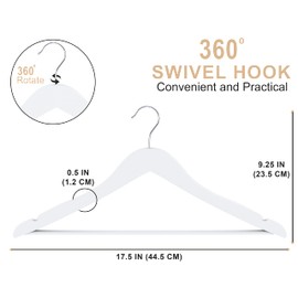 Utopia Home Premium Wooden Hangers 30 Pack - Durable & Slim Coat Hanger - Suit Hangers with 360-Degree Rotatable Hook - Wood Hangers with Shoulder Grooves (White Color)