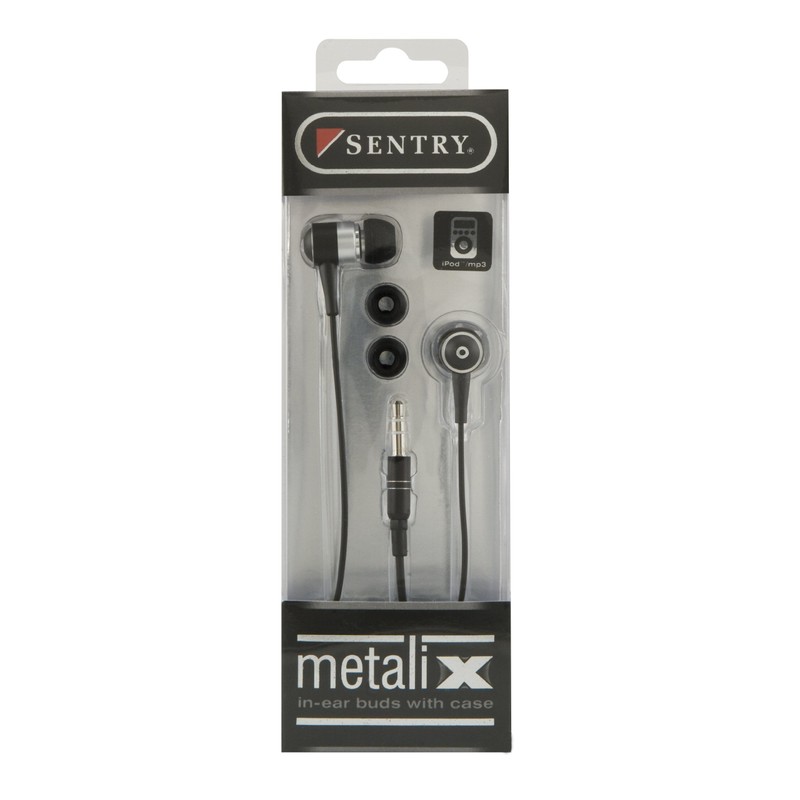 Sentry HO481 Metalix In-Audífonos with Case, Black