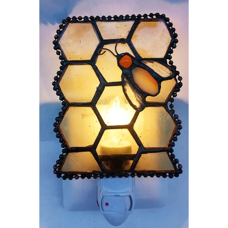 HUIMEIJU Tiffany Glass Night Light for Bedroom, Study, Aisle