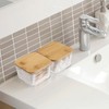 2 Packs Square Q Tip Holder with Lid Clear Plastic
