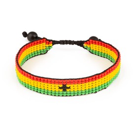 Ghana Flag Bracelet: Handmade Bracelet,Adjustable Beaded Boho-Style Rope Bangle with Patriotic Design