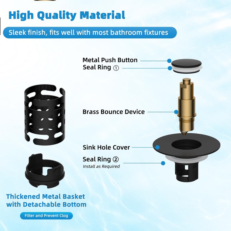 Universal Bathroom Sink Stopper Hair Catcher Upgraded with 2-Layer Detachable