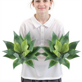 Velener Artificial Outdoor Agave Plants, Outdoor Faux Plants with Broad Leaves, Small Size UV Resistant Fake Agave Plants for Indoor and Outdoor Decor(14 Inch)-2 Pack