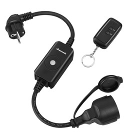 DEWENWILS Radio Sockets with Remote Control Outdoor, 3680 W Outdoor Socket, IP44 Radio Plug for Holiday Decoration, Pre-Programmed, 30 m Range