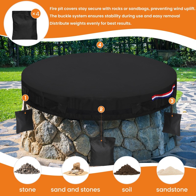Dosminer Fire Pit Cover Round Outdoor Built In Stone Fire
