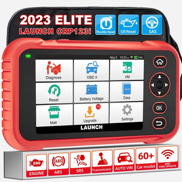 2023 Upgrade LAUNCH CRP123I OBD2 Scanner, Lifetime Free Online Update Car Diagnostic Scan Tool with SAS/Throttle/Oil Reset, ABS SRS Transmission Engine Code Reader Scan Tool, Auto VIN, Battery Test