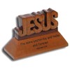 Christian wood mahogany desktop carved Jesus ornament with Hebrews 13:8 verse 6cm