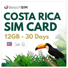 BeachSIM Costa Rica SIM Card 30 Days. 12GB Data at 4G/5G Speeds. Free Roaming in Panama, Nicaragua and 9+ Countries in Latin America.