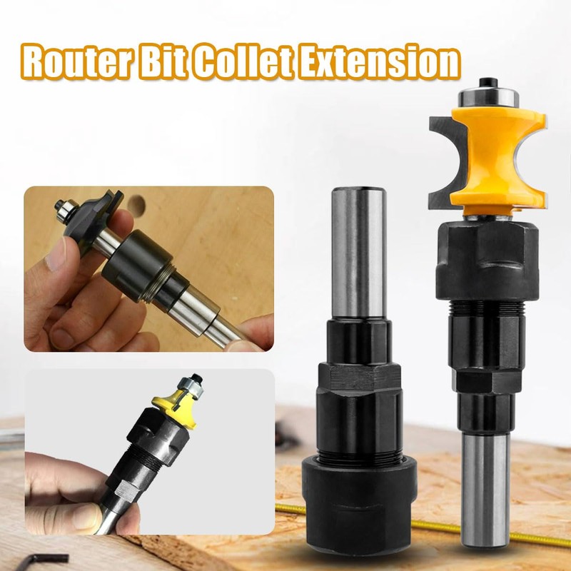 Evponk 1/2 Inch Shank Router Bit Collet Extension, Heavy-Duty Router