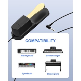 Universal Sustain Piano Foot Pedal for MIDI Keyboards, Digital Pianos, Yamaha, Roland and More